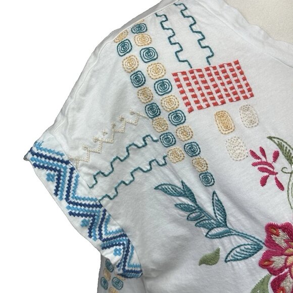 🌺 Johnny Was Katie Relaxed Drape Tee • Small • Embroidered • Worn 1X 🌺 - Picture 9 of 16